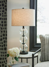 Warmstead Furniture - Ashley Furniture - Airbal Lighting - Glass Table Lamp (Set of 2) / Clear/Black - L431604
